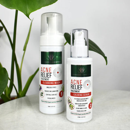 Acne Relief Natural Cleansing Face Wash & Calming Face Serum Pack